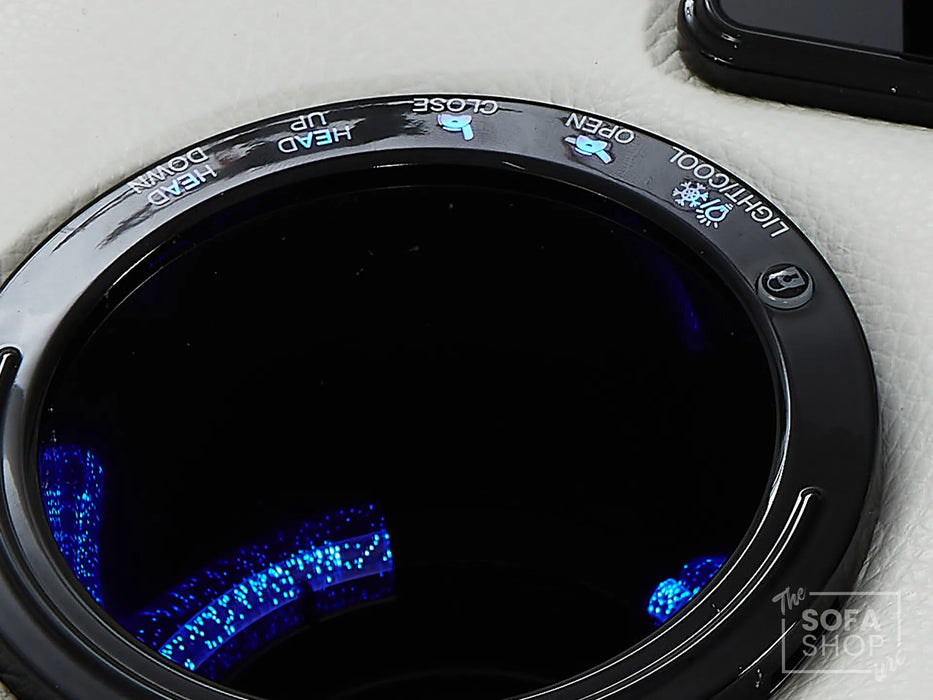 2 Seat Real Leather Electric Recliner Home Cinema Theatre Sofa | Couch In White + Cooling Cup Holders + Power Headrest + Bluetooth Speaker + Storage - Napoli Series One