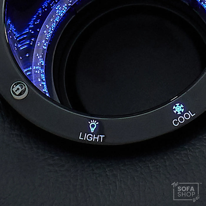 2 Seater Black Real Leather Electric Recliner Cinema Sofa | Massage, Power Headrest, Cooling Cupholders & Central Console | Sicily | The Sofa Shop
