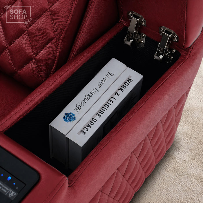 3 Seater Red Real Leather Electric Recliner Cinema Sofa | Hi-Tech Settee With Power Lumbar, Wireless Charging, Heating & Cooling Cupholders | Assisi | The Sofa Shop