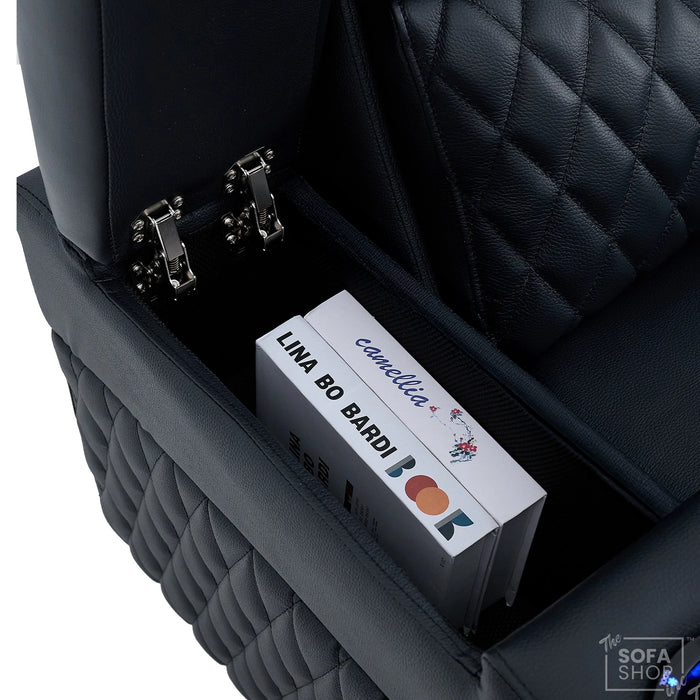 1 Seater Real Leather Electric Recliner Cinema Armchair | 8-Point Vibration Massage + Heated Lumbar + Cooler Cup Holder. Power Grommet, Power Headrest & Detachable Tray Table | Assisi | The Sofa Shop