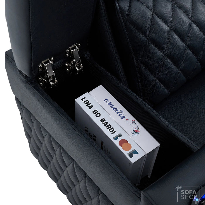 Real Leather 3+2+1 Cinema Sofa Package In Black | 3-Piece Recliner Sofa Suite With Power Lumbar, Massage, Heat, Cooling Cupholders, Tray Tables & USB-C | Assisi | The Sofa Shop