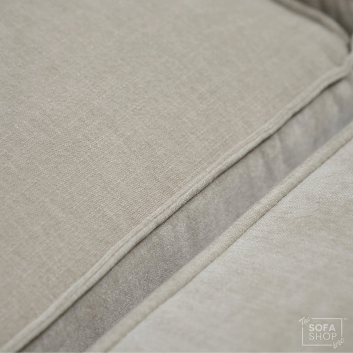 4 Seater Static Fabric Sofa & Footstool | RHF Stain, Back Damage & No Feet | Vicenza | Second Hand Sofa 27