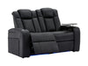 2 Seater Recliner Hi-Tech Couch | Smart Cinema Sofa in Black Real Leather with Power Headrests, LED, Table & USB | Capri | The Sofa Shop - 33