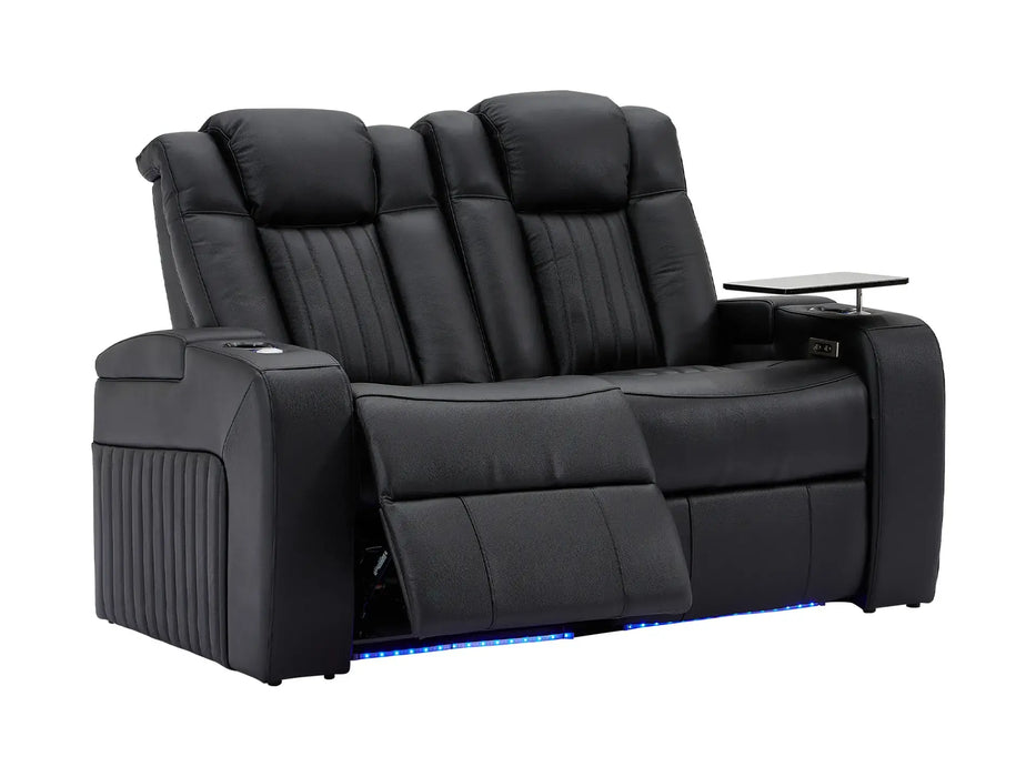 2 Seater Recliner Hi-Tech Couch | Smart Cinema Sofa in Black Real Leather with Power Headrests, LED, Table & USB | Capri | The Sofa Shop - 33