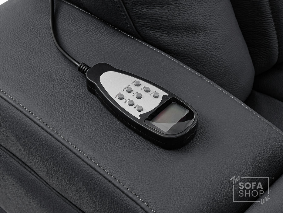 1 Seater Black Real Leather Cinema Chair | Hi-Tech Power Seat with Massage, Food Tray & Power Headrest | Capri