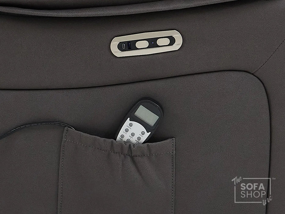 1 Seat Electric Recliner Chair Home Cinema Sofa | Hi-Tech Chair In Grey Fabric with Side Pocket + USB + Massage | Vinsonova