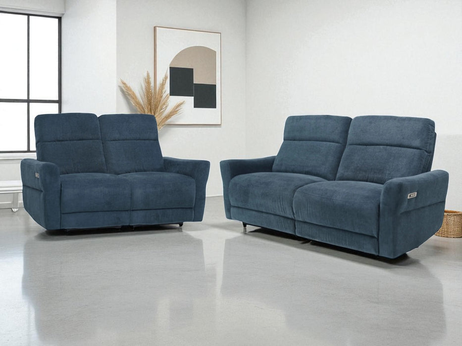 3+2 Recliner Fabric Sofa in Dark Turquoise | Fabric Couch with USB Ports & Fully Reclining Seats | Sample Sofas
