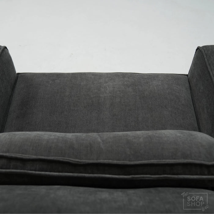 1 Seater Static Grey Fabric Sofa With Freestanding Flexibility | Tape Marks On Arms & Black Mark At Back | Vicenza | Second Hand Sofa 28