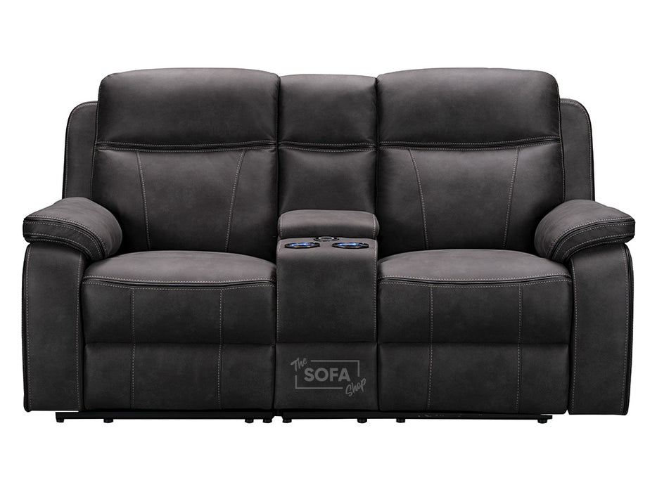 Vinson 3+2+1 Piece Electric Home Cinema Theatre Sofa Set | Fabric Couch Suite Package In Grey + Cupholders + Console + Power + Speakers | Sofa Shop