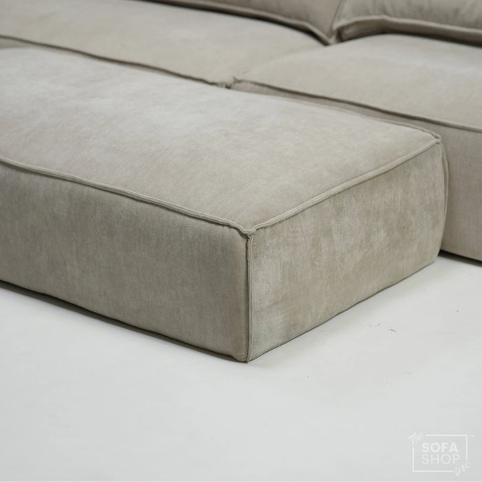 4 Seater Static Fabric Sofa & Footstool | RHF Stain, Back Damage & No Feet | Vicenza | Second Hand Sofa 27