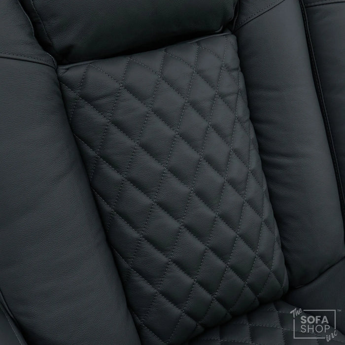 1 Seater Real Leather Electric Recliner Cinema Chair in Grey | Massage, Power Lumbar, Power Headrest, Power Grommet | Milano | The Sofa Shop