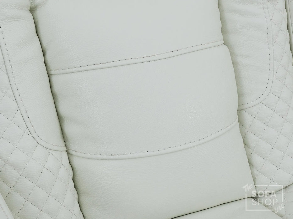 2 Seater White Genuine Leather Electric Recliner Cinema Sofa | Massage, Cooling Cupholders & Central Console | Napoli | The Sofa Shop