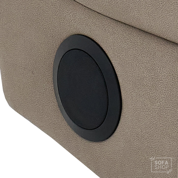 3 Seater Hi-Tech Electric Recliner Sofa In Beige Fabric | Adjustable Headrests & Bluetooth Speakers & USB-C | Florence | The Sofa Shop
