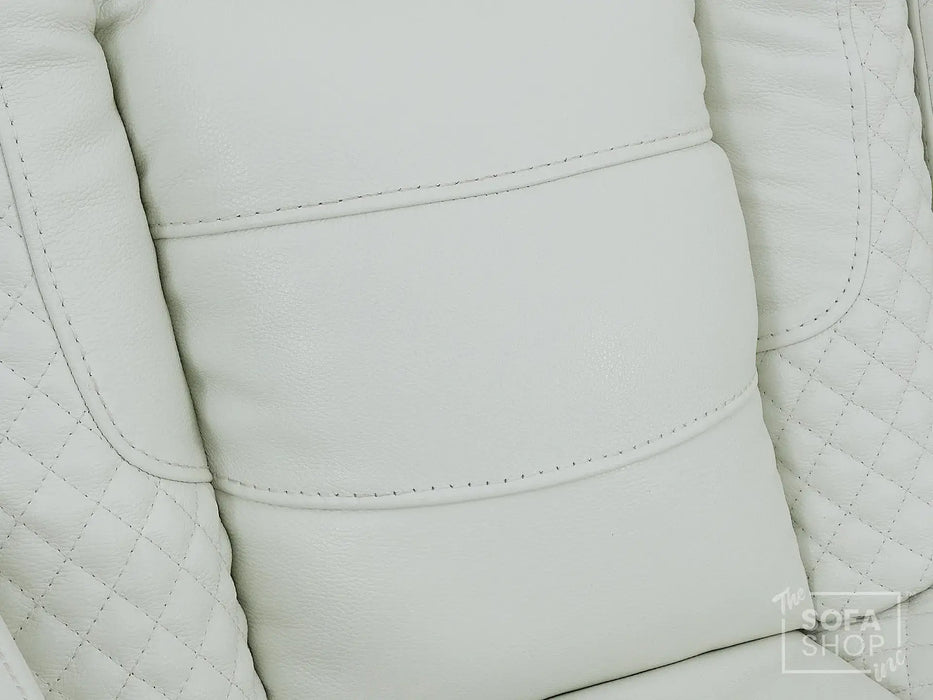 2 Seater Real Leather Electric Recliner Sofa with Cooler Cupholders, Massage, USB, Wireless Charging & Console | White Genuine Leather | Napoli