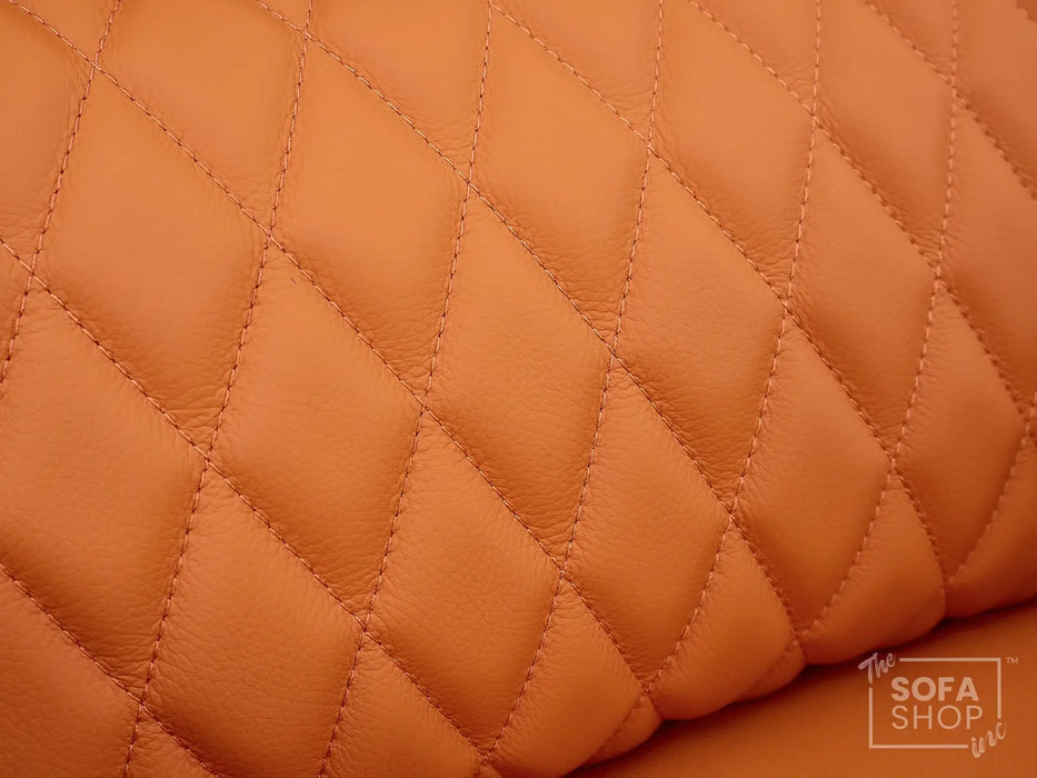 3 Seat Real Leather Electric Recliner Home Cinema Theatre Sofa In Orange | Keep Drinks Chilled in Cooling Cup Holders & Lumbar Support | Assisi