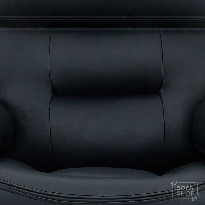 3+1 Electric Recliner Sofa Suite in Black Real Leather | Hi-Tech Cinema Set with Massage, Drop-Down Table, Power Headrest, Power Recliner, Storage Drawer, USB & Wireless Charging | Sicily