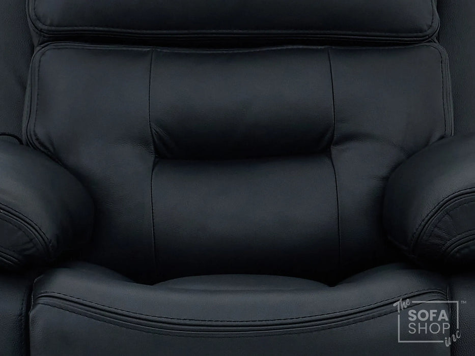 3+2+1 Electric Recliner Sofa Set in Black Real Leather | Hi-Tech Cinema Suite with Massage, Drop-Down Table, Power Headrest, Power Recliner, Storage Drawer, USB Port | Sicily