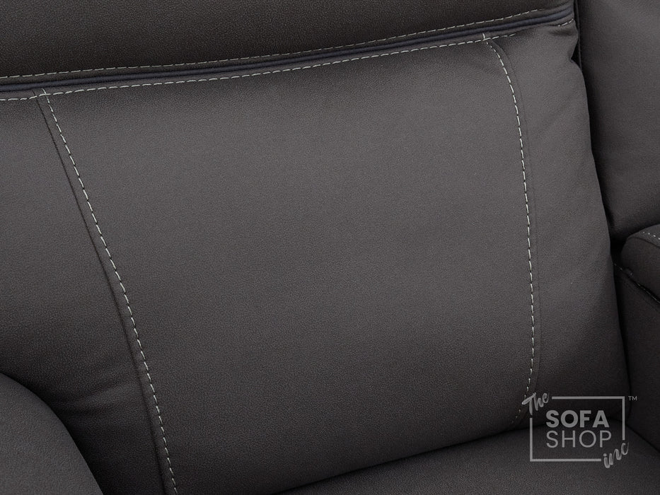 3 Seat Electric Recliner Home Cinema Theatre Sofa | Fabric Couch In Grey with Cupholders + Table + USB + Speakers | Vinsonova Series One