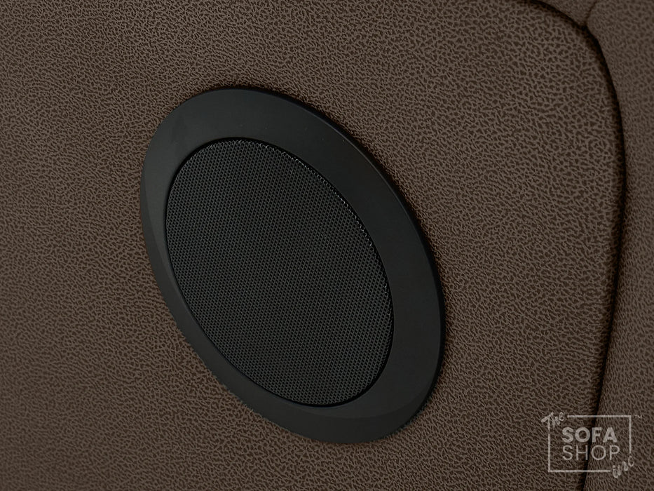 2+1 Electric Recliner Sofa Set | Cinema Sofa Package in Brown Resilience Fabric. 2 Piece Cinema Sofa | Hi-Tech Sofa Set With Massage, LED Cup Holders & USB Ports & Storage | Tuscany