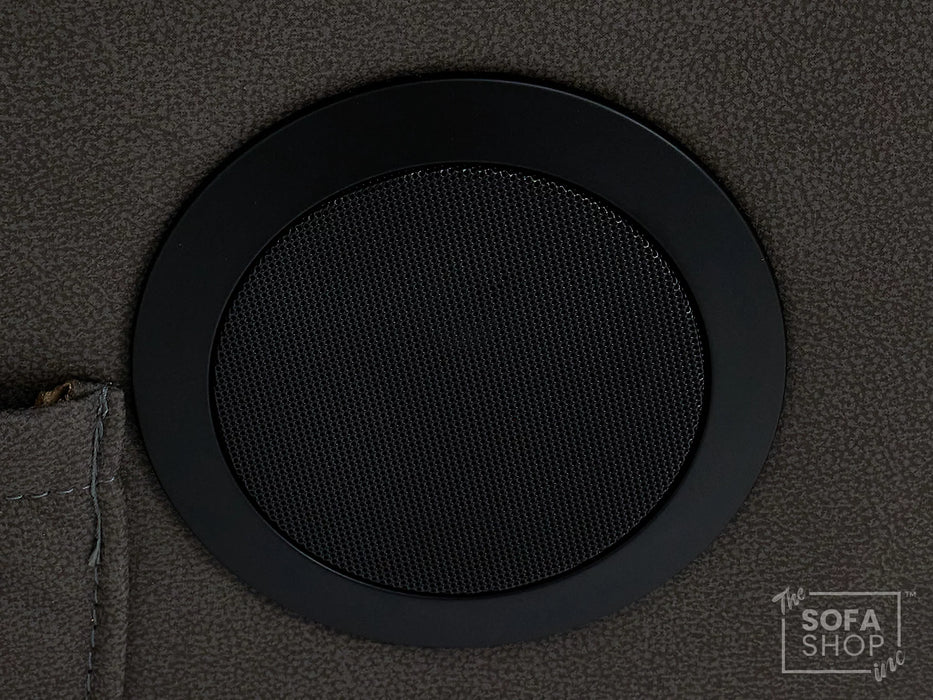 3 Seat Electric Recliner Home Cinema Theatre Sofa | Fabric Couch In Grey with Massage + Cupholders + Table + USB + Speakers | Vinsonova | The Sofa Shop