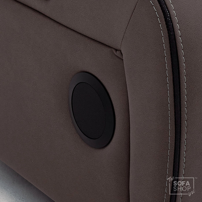 3+2+1 Electric Recliner Cinema Sofa Set in Dark Brown Fabric | Hi-Tech Sofa Suite with Massage, Heat, Bluetooth Speakers, Console & Wireless Charging | Tuscany | The Sofa Shop