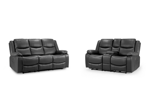 3+2 Electric Reclining Sofa Suite | Black Leather Couch Package with Console, USB Ports, Power Seats and Cup Holders | Harald | The Sofa Shop