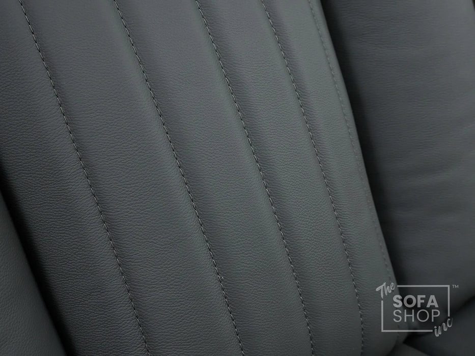 Real Leather Recliner Chair & Cinema Seat in Grey | Electric Armchair with Massage, LED Cup Holders, Table & USB Ports | Capri