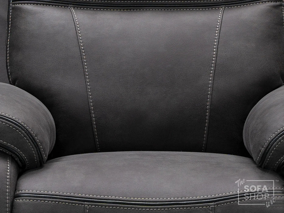 1 Seat Electric Recliner Chair Home Cinema Sofa | Fabric Chair In Grey | Hi-Tech Chair with Power + USB + Adjustable Headrest | Vinson