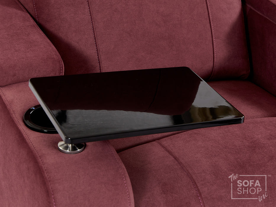 2+1 Sofa Set. Electric Recliner Cinema Suite in Velvet Purple Fabric | 2 Piece Sofa Set with Massage, USB Ports, Cooling Cup Holders, Storage Box & LED Lights | Rimini | The Sofa Shop