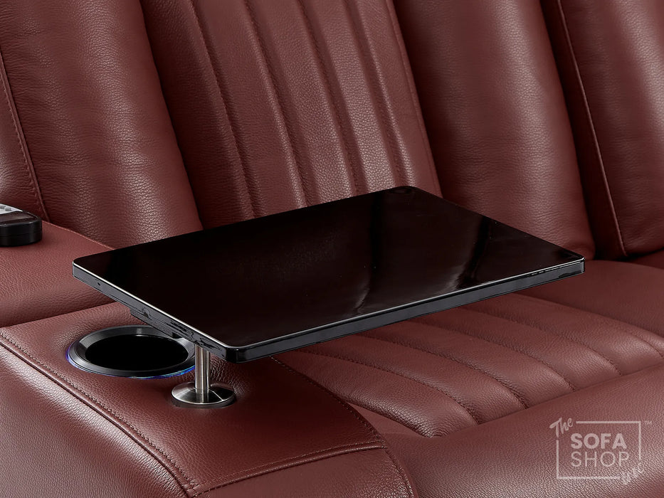 1 Seat Real Leather Electric Recliner Chair Home Cinema Sofa In Red with Full Reclining Seat + LED for Home Theatre Setup | Capri | The Sofa Shop