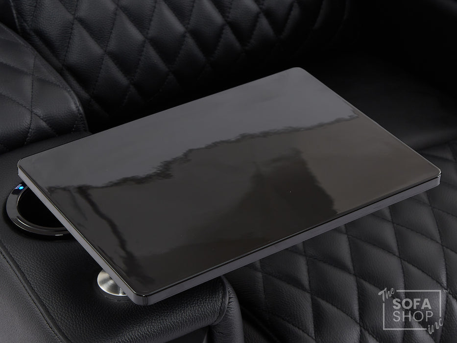 1 Seat Real Leather Electric Recliner Chair in Black With Massage + Cup Holders + Storage Compartments | Sofa Sale | Assisi Series One