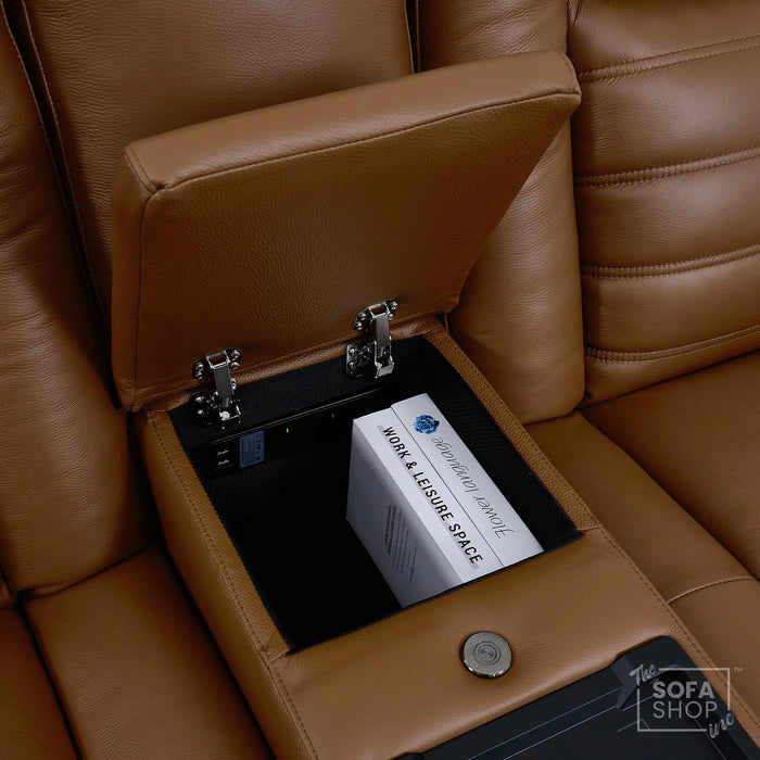 2 Seater Smart Tech Electric Recliner Cinema Sofa | Luxury Theatre Seating | Brown Real Leather | Modena