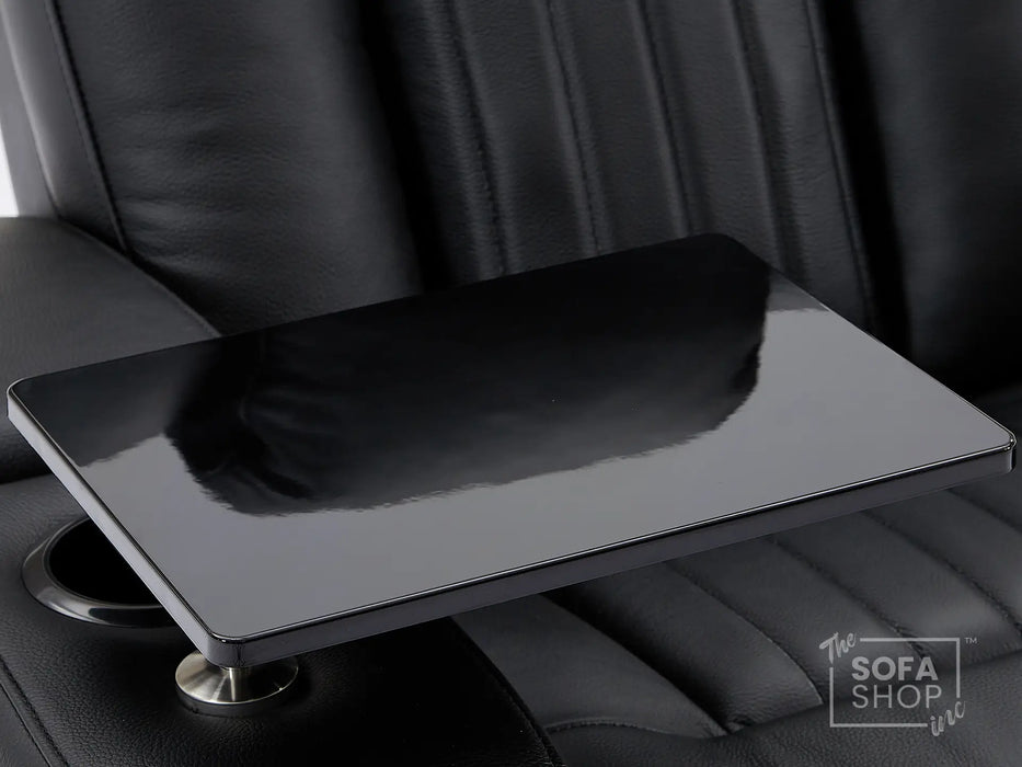 3+2 Electric Recliner Sofa Set | 2-Piece Real Leather Cinema Suite in Black with Console, Massage, Drink Holders & Storage Boxes | Capri | Sofa Shop