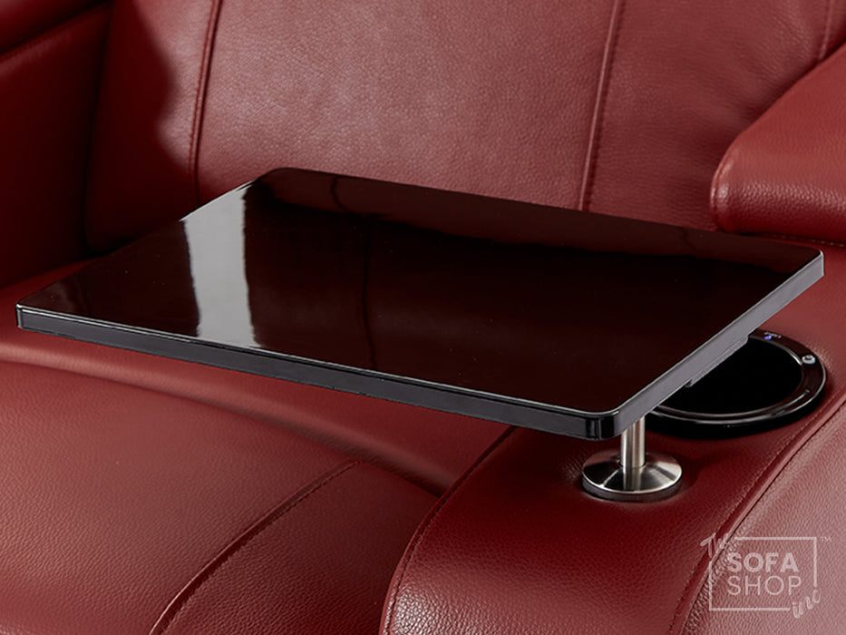 1 Seater Real Leather Electric Recliner Cinema Chair in Red | Massage, Tray Table, Cooling Cup Holder & USB | Rimini | The Sofa Shop
