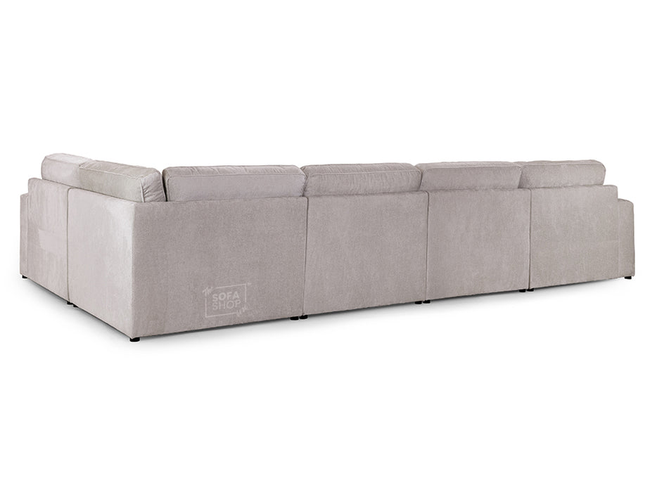 Left Hand Facing Corner Sofa in Grey, White Or Mocha Fabric -  Kiana