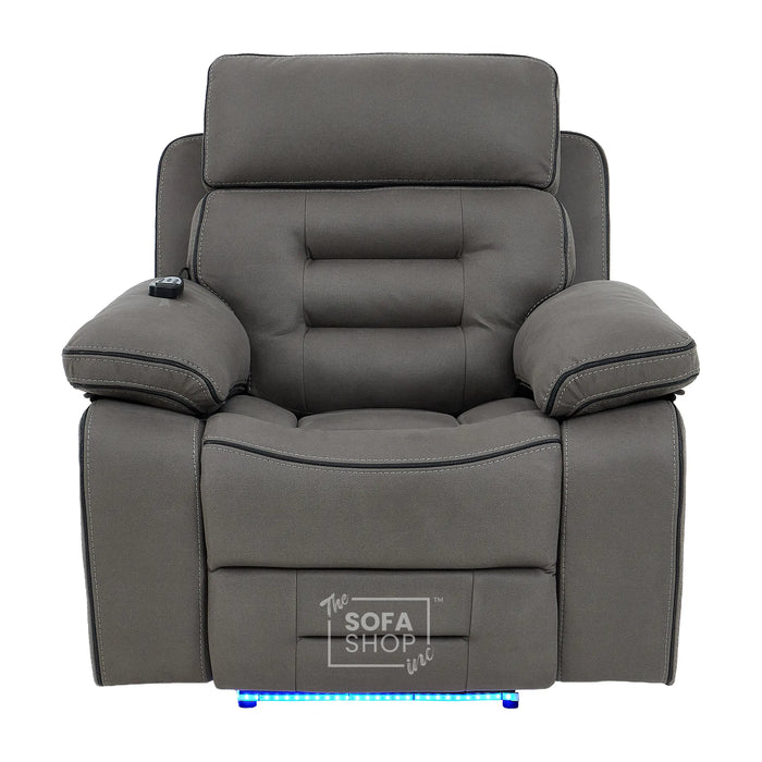 3+2+1 Electric Recliner Cinema Sofa Set in Grey Fabric | Hi-Tech Sofa Suite with Massage, Heat, Bluetooth Speakers, Console & Wireless Charging | Tuscany | The Sofa Shop