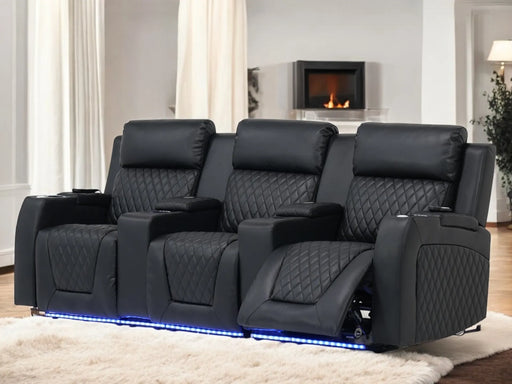 3 Seater Electric Recliner Cinema Sofa In Black Leather | Cinema Sofa | Venice Series One | Sample Sofas 49