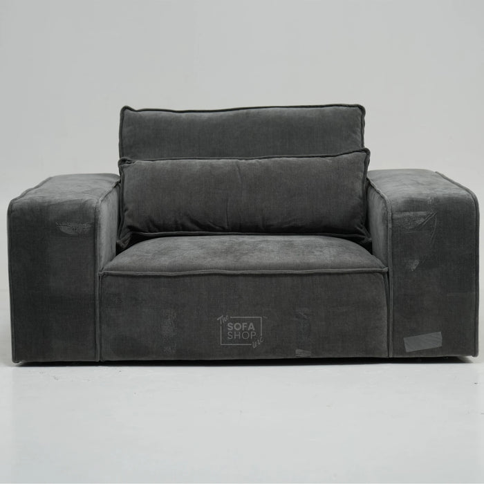 1 Seater Static Grey Fabric Sofa With Freestanding Flexibility | Tape Marks On Arms & Black Mark At Back | Vicenza | Second Hand Sofa 28