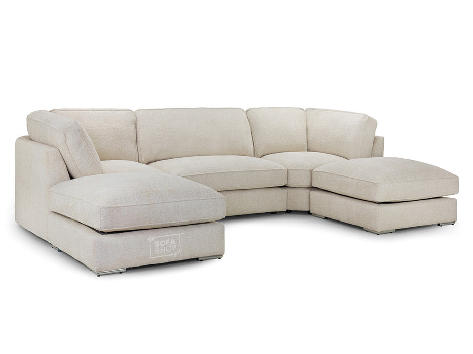 Fabric U Shape Fullback Sofa in Beige Or Grey - Inga