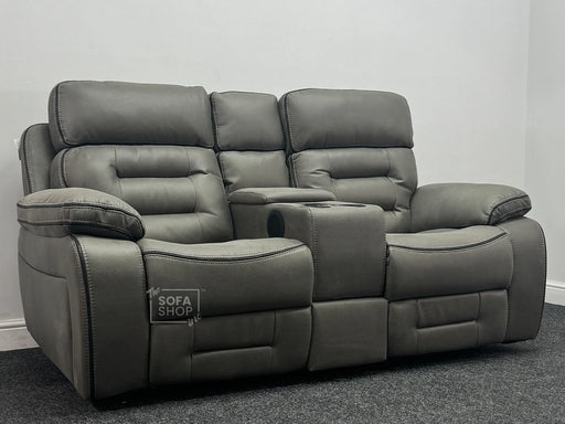 Tuscany 2 Seater Electric Recliner Sofa in Grey Resilience Fabric - Drawer Frame Bent, Stains, Red Marks, and Rip - Second Hand Sofa 102