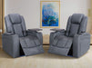 1+1 Set of Sofa Chairs. 2 Recliner Electric Chairs in Grey Leather - Pavia