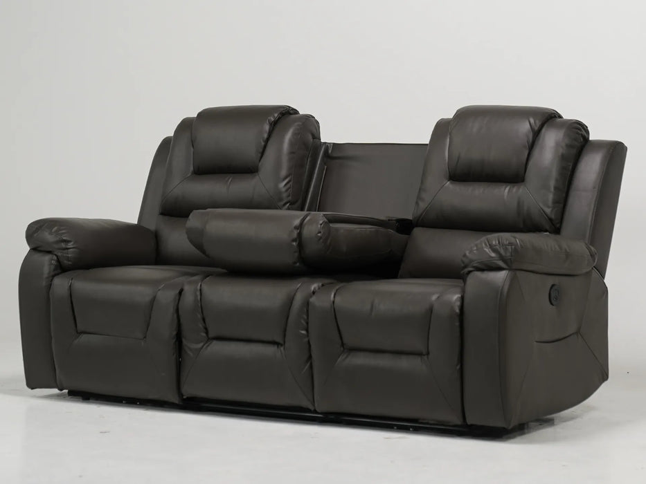 Grey Leather 3 Seater Electric Recliner Sofa | Scuffs on Corners + Scratch on Left Side and Rips on Back of Middle Backrest | Veneto | Second Hand Sofas 42