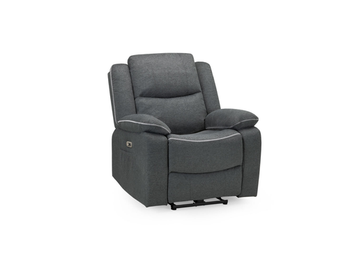 Electric Recliner Armchair | 1 Seater Grey Fabric Chair with USB Charging Ports & Power Reclining | Harald | The Sofa Shop