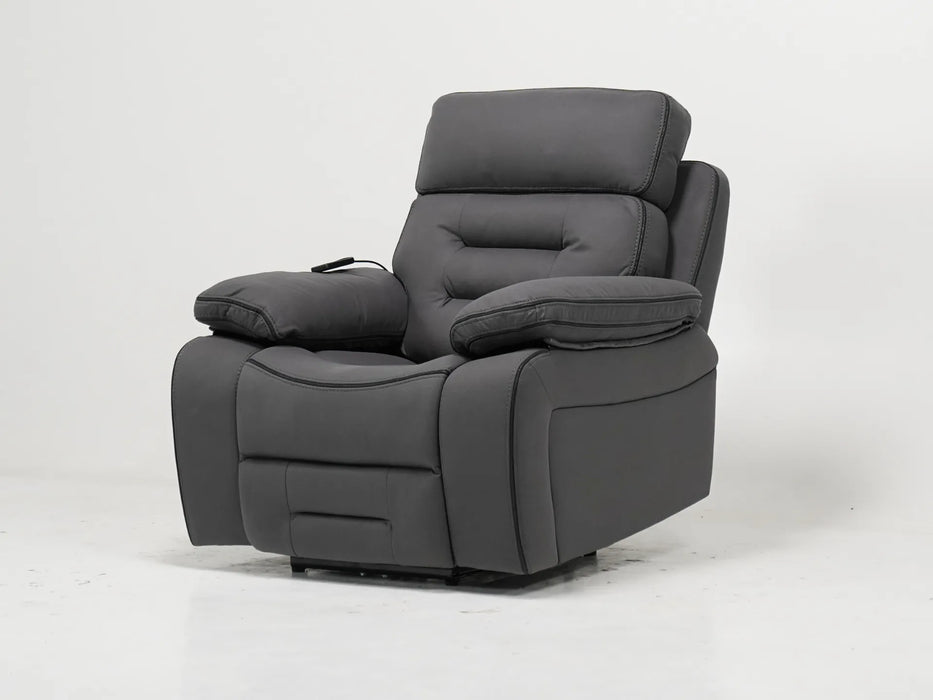 1 Seat Electric Recliner Chair Home Cinema Sofa | Fabric Couch In Grey  | Massage + Power Headrest & More | Tuscany | Sample Sofa 44