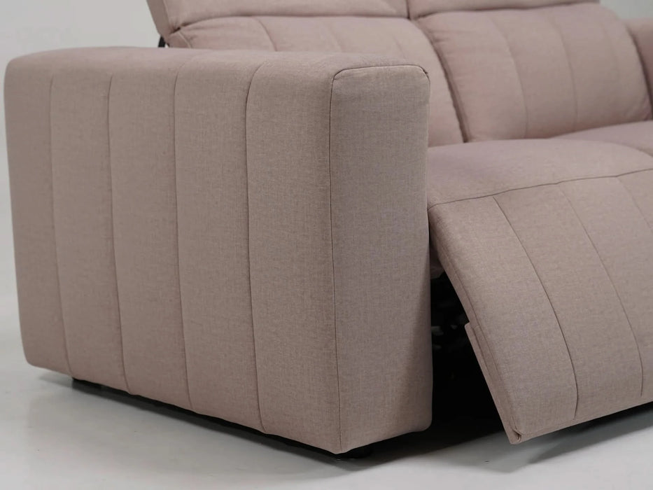 2+1 Electric Recliner Fabric Sofa Set | Pink Sofa with Adjustable Headrest & USB | Sample Sofa