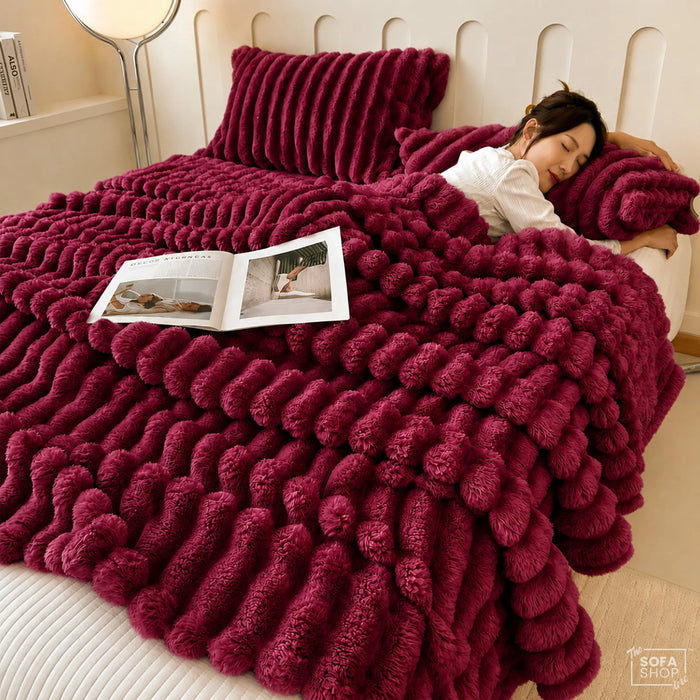 Premium Red Flannel Plush Blanket 150x200cm | Warm Soft Plush Throw for Couch, Bed And Sofa | The Sofa Shop