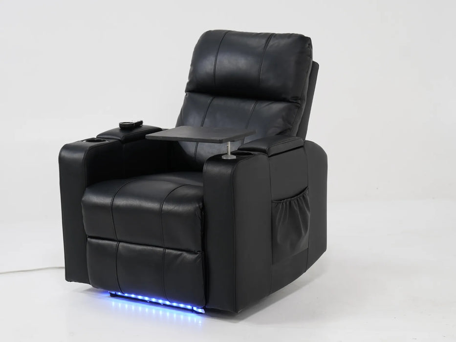 Electric Recliner Chair & Cinema Seat in Black Leather | Scuff On Back of The Backrest | Modena | Second Hand Sofas 53