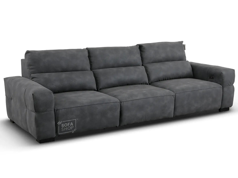 Extendable Electric Sofa - Bed in Dark Grey Resillience ِFabric | 3 Seater Hi-Tech Sliding Couch Perfect for Home Theatre Seating | USBc Ports | Murcia