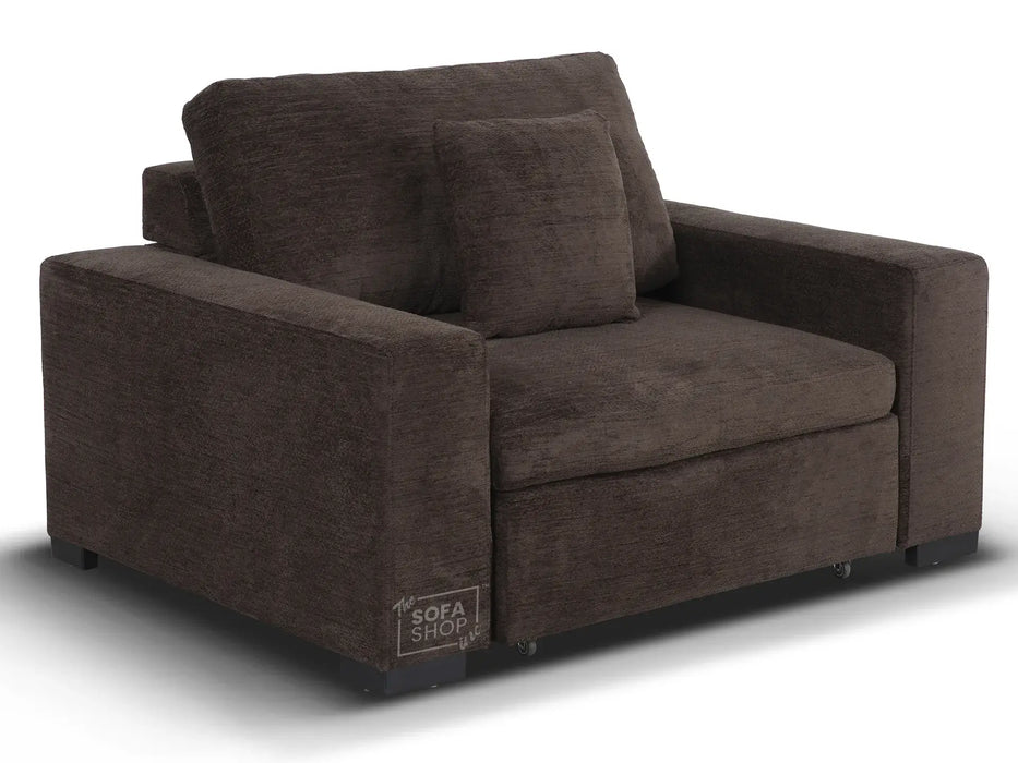 Extendable Electric Sofa Bed Chair in Brown Corduroy Fabric | 1 Seat Home Cinema Couch with Power Slider | USBc Charging Ports | Palma