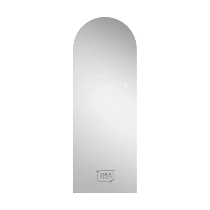 Full Length Frameless Arched Mirror with LED Lights - Free Standing Silver Mirror